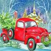 Christmas Red Truck Paint By Number