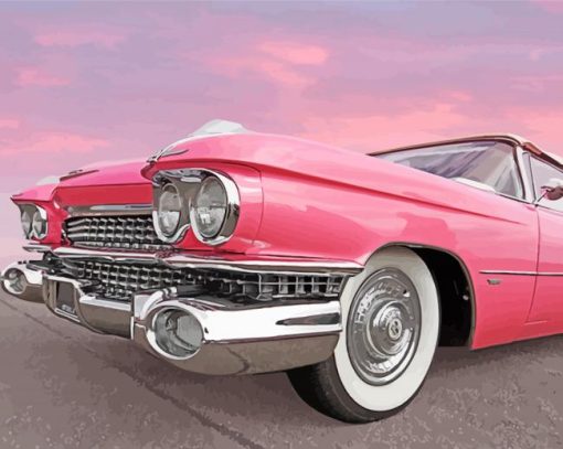 Close Up Pink Cadillac Paint By Number