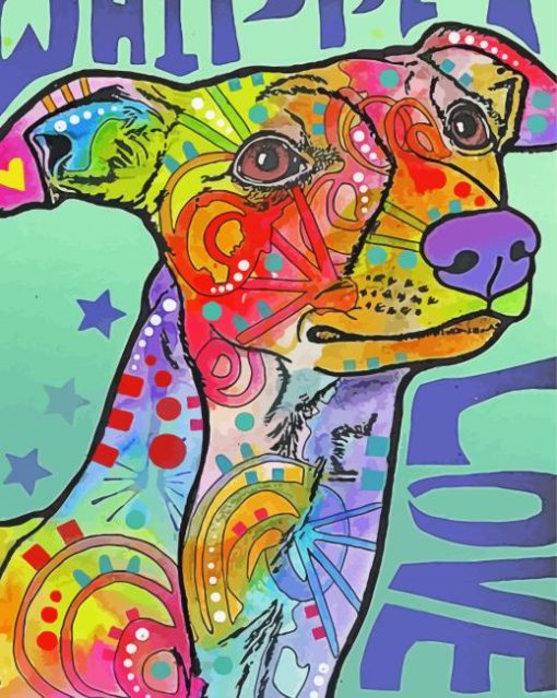 Colorful Abstract Whippet Paint By Number