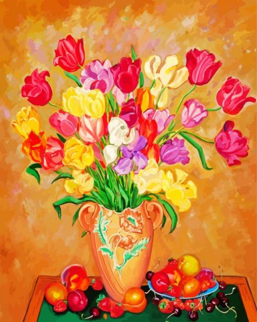 Colorful Flowers And Fruits Paint By Number