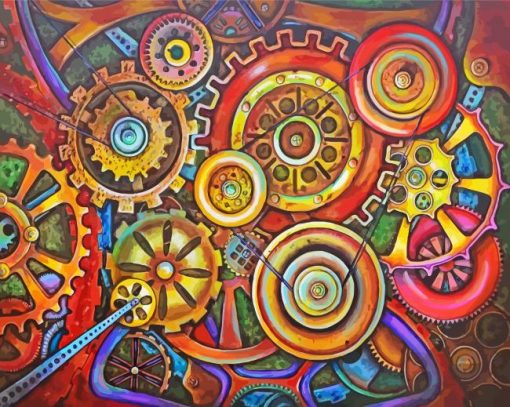 Colorful Mechanical Gears Paint By Number