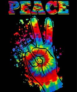 Colorful Peace Sign Hand Paint By Number