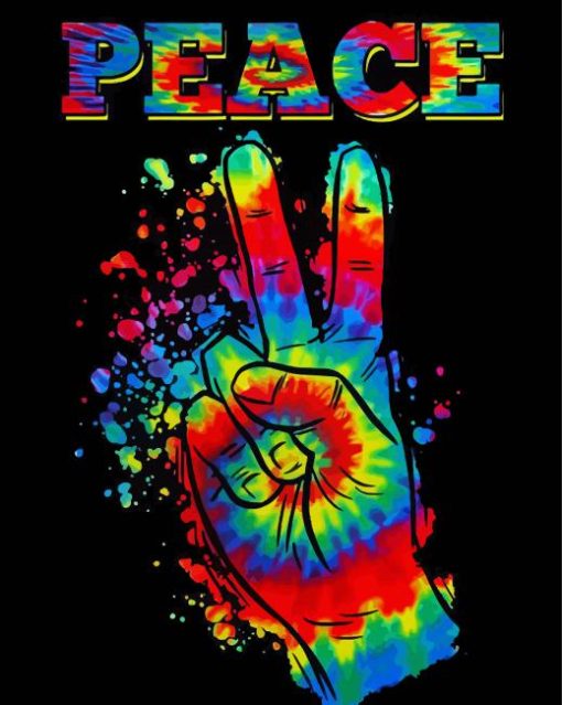 Colorful Peace Sign Hand Paint By Number