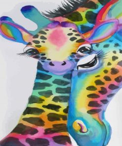 Colourful Giraffe And Baby Paint By Number