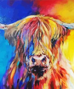 Colorful Highland Cow Art Paint By Number