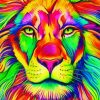 Colorful Lion With Green Eyes Paint By Number