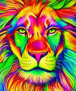 Colorful Lion With Green Eyes Paint By Number