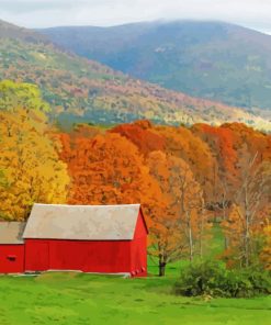 Fall With Barn Scene Paint By Number