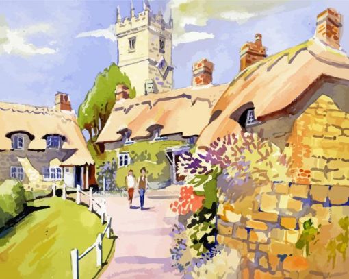 Godshill Cottages And Church Art Paint By Number