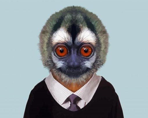 Gray Handed Monkey In A Suit Paint By Number