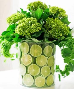 Green Flowers In Vase Paint By Number