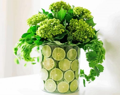 Green Flowers In Vase Paint By Number