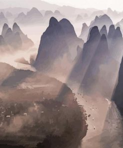 Guilin Mountains Silhouette Paint By Number