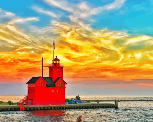 Holland Michigan Lighthouse Paint By Number