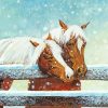 Horses At Winter Fence Paint By Number