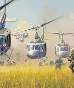 Huey Helicopters And Soldiers Paint By Number