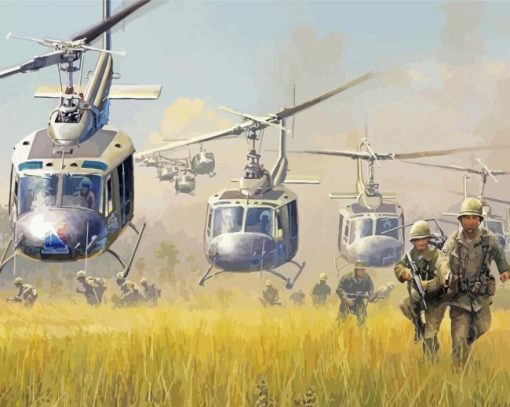 Huey Helicopters And Soldiers Paint By Number