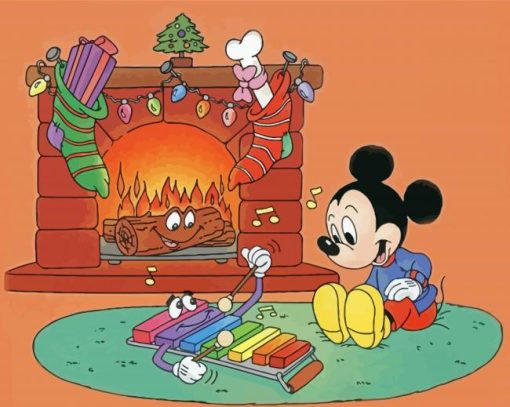 Mickey Mouse Christmas Art Paint By Number