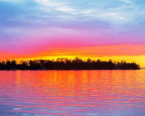 Minnesota Lake Sunset View Paint By Number