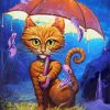 Orange Cat Umbrella Paint By Number