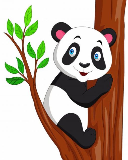 Panda On Tree Illustration Paint By Number