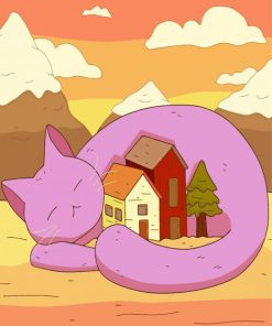 Purple Cat Holding Houses Paint By Number