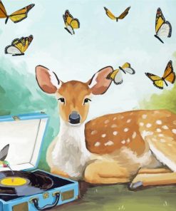 Record Player And Deer Paint By Number