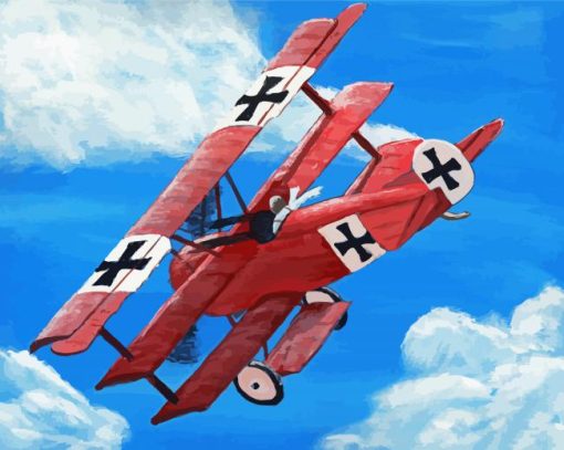 Red Triplane Aircraft Paint By Number