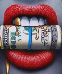 Red Lips With Money Paint By Number