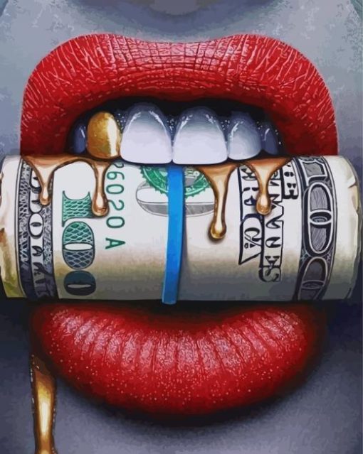 Red Lips With Money Paint By Number