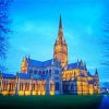 Salisbury Cathedral England At Night Paint By Number