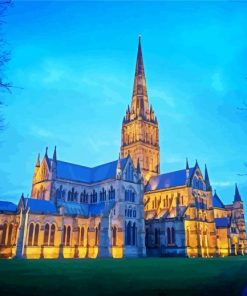 Salisbury Cathedral England At Night Paint By Number