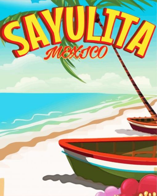 Sayulita Mexico Poster Paint By Number