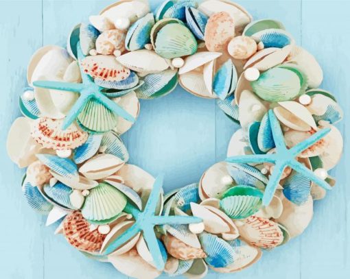 Seashells Ocea Wreath Paint By Number