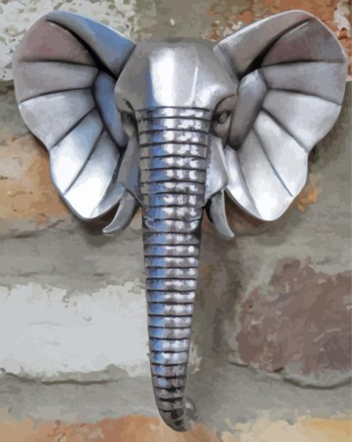 Silver Elephant Head Paint By Number