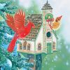 Snow Christmas Birds House Paint By Number