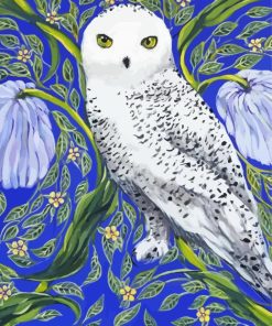 Snowy White Owl And Plants Paint By Number