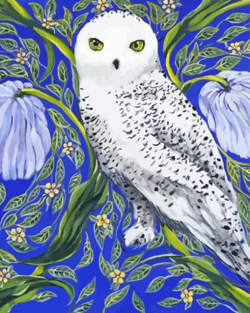 Snowy White Owl And Plants Paint By Number