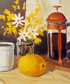 Still Life French Press And Lemon Art Paint By Number