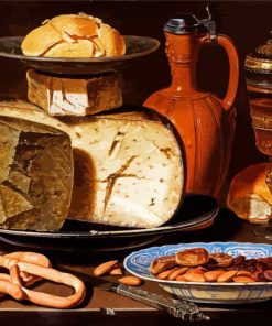 Still Life With Cheeses Almonds And Pretzels Clara Peeters Paint By Number