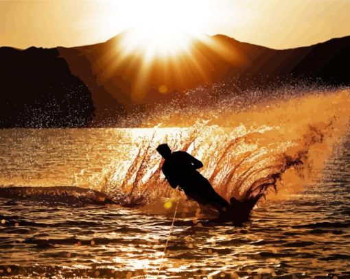 Water Skiing At Sunset Paint By Number