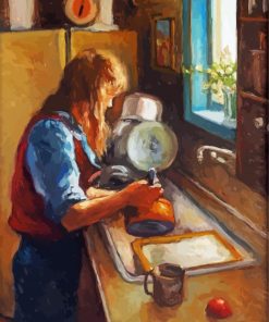 Woman Washing Dishes Paint By Number