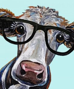 Aesthetic Cow Wearing Glasses Paint By Number