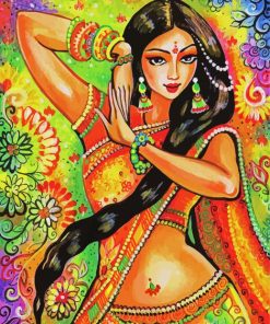 Aesthetic Hindu Dancer Illustration Paint By Number