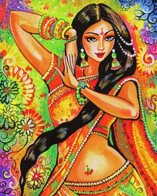 Aesthetic Hindu Dancer Illustration Paint By Number