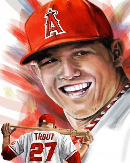 Aesthetic Mike Trout Illustartion Paint By Number