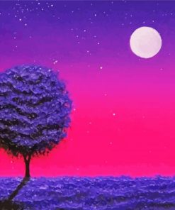 Aesthetic Purple Tree Illustration Paint By Number