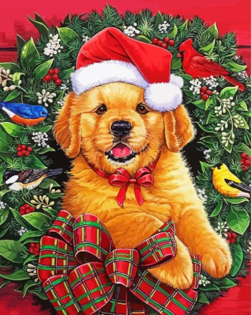 Aesthetic Santa Puppy Paint By Number