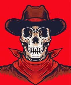 Aesthetic Skeleton Cowboy Illustration Paint By Number