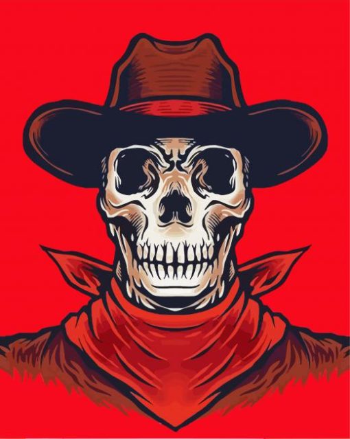 Aesthetic Skeleton Cowboy Illustration Paint By Number